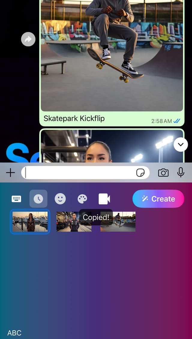 Selfimoji keyboard in action